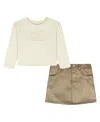 Calvin Klein Girls Toddler 2t-4t Long-sleeve T-shirt And Skirt, 2-piece Set In Multi