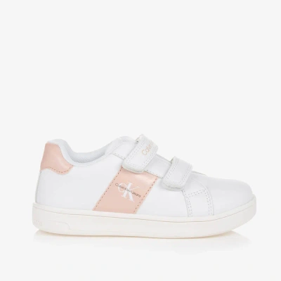 Calvin Klein Kids' Girls White Faux Leather Trainers