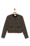 Calvin Klein Glen Plaid Crop Jacket In Brown