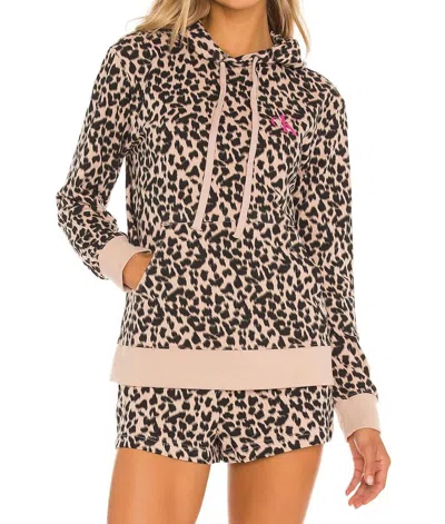 Calvin Klein Glisten Lounge Hoodie In Leopard Honey Almond In Multi