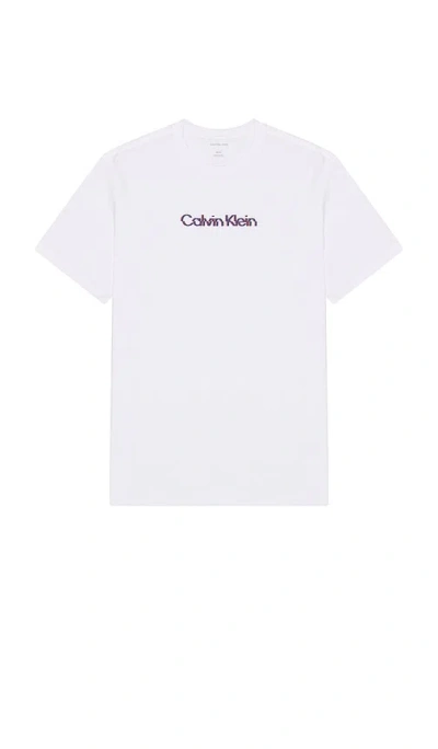 Calvin Klein Glitched Logo Tee In White