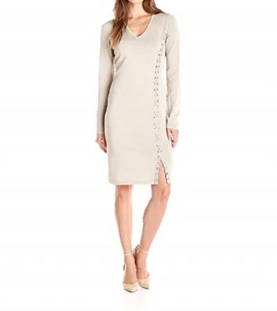 Calvin Klein Glitter Sheath Knit Lace Up Sweater Dress In Gold