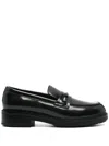 Calvin Klein Glossy Leather Loafers With Classic Penny Strap In Black