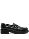 Calvin Klein Glossy Leather Loafers With Classic Penny Strap In Multi