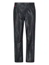 Calvin Klein Leather Texture Straight Trousers Pockets In Black