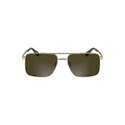 Calvin Klein Gold Metal Men Sunglass In Green