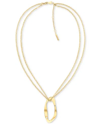 CALVIN KLEIN GOLD-PLATED STAINLESS STEEL PAVE SCULPTURAL PENDANT NECKLACE, 18" + 2" EXTENDER