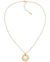 Calvin Klein Gold-tone Stainless Steel Twist Ring Pendant Necklace, 16" + 2" Extender In Gold