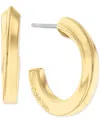 Calvin Klein Gold-tone Stainless Steel Small Twist C-hoop Earrings, 0.86" In Gold
