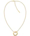 Calvin Klein Gold-tone Stainless Steel Twist Ring Pendant Necklace, 16" + 2" Extender In Gold