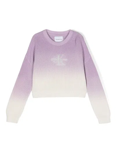 Calvin Klein Kids' Gradient-effect Cotton Jumper In Purple