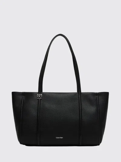 Calvin Klein Grained Faux Leather Tote Bag In Black