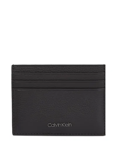 Calvin Klein Grained-leather Cardholder In Black