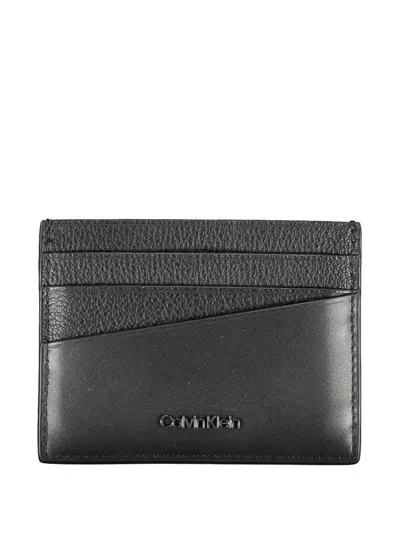 Calvin Klein Grained Leather Cardholder In Black