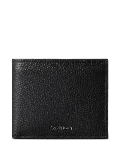 Calvin Klein Grained Leather Wallet In Black