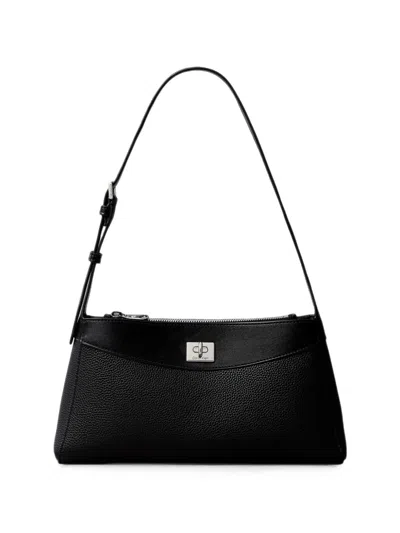 Calvin Klein Grainy-texture Twist-lock Shoulder Bag In Black