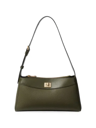 Calvin Klein Grainy-texture Twist-lock Shoulder Bag In Green