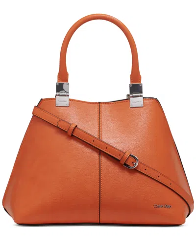 Calvin Klein Granite Convertible Satchel With Magnetic Snap In Mandarin