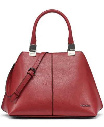 Calvin Klein Granite Convertible Satchel With Magnetic Snap In Red
