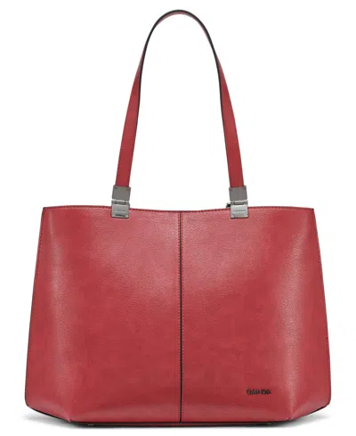 Calvin Klein Granite Tote Bag With Magnetic Snap In Cranberry