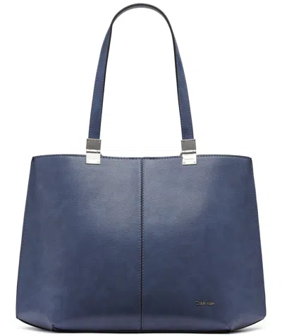Calvin Klein Granite Tote Bag With Magnetic Snap In Folkstone Grey