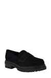 Calvin Klein Womens Solid Man Made Loafers In Black