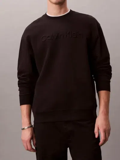 Calvin Klein Logo Crewneck Sweatshirt In Brown