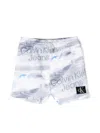 Calvin Klein Graphic-print Logo-patch Shorts In Grey