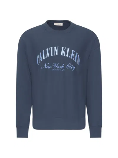 Calvin Klein Graphic-print Sweater In Blue