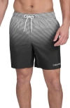 Calvin Klein Graphite Stripe Core Volley Swim Trunks In Black