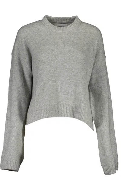 Calvin Klein Chic Gray Embroidered Sweater With Side Slits
