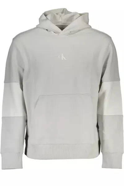 Calvin Klein Elegant Gray Hooded Sweatshirt With Contrasting Details