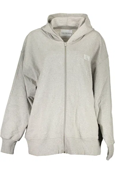 Calvin Klein Cotton Relaxed-fit Zip-up Hoodie In Gray