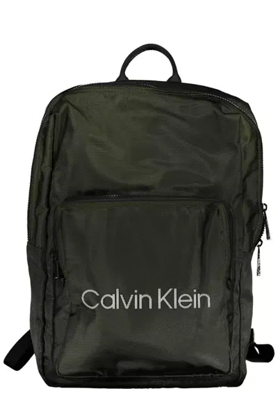 Calvin Klein Green Polyester Backpack In Black