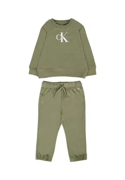 Calvin Klein Green Suit For Baby Boy With Logo