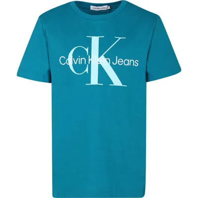 Calvin Klein Kids' Green T-shirt For Boy With Logo
