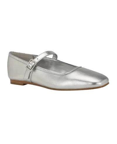 Calvin Klein Greto Lz000203 Flats Womens Silver Leather Mary Jane Htat923 In Black
