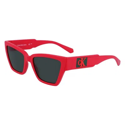 Calvin Klein Grey Cat Eye Ladies Sunglasses Ckj23624s 620 54 In Red