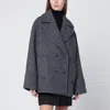 Calvin Klein Houndstooth Double Breasted Coat Pockets In Gray