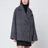 Calvin Klein Double-breasted Houndstooth Short Coat In Gray