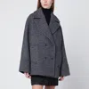 Calvin Klein Double-breasted Houndstooth Short Coat In Gray