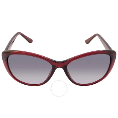 Calvin Klein Grey Gradient Cat Eye Ladies Sunglasses Ck19560s 605 57 In Burgundy / Grey