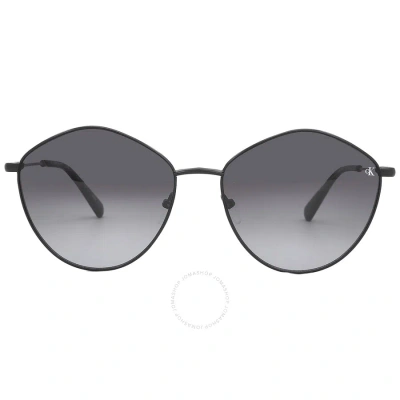 Calvin Klein Grey Gradient Oval Ladies Sunglasses Ckj22202s 001 61 In Black / Grey