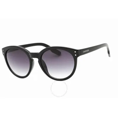 Calvin Klein Grey Gradient Round Ladies Sunglasses Ck19537s 001 53 In Black