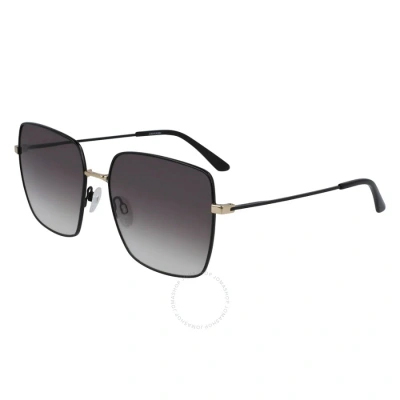 Calvin Klein Grey Gradient Square Ladies Sunglasses Ck20135s 001 58 In Black / Grey