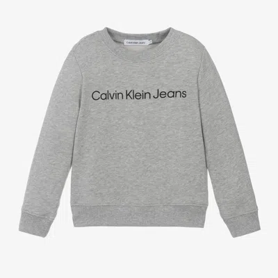 Calvin Klein Kids' Grey Marl Cotton Sweatshirt In Grey