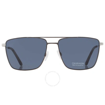 Calvin Klein Grey Navigator Unisex Sunglasses Ck21116s 008 58 In Grey / Gun Metal / Gunmetal