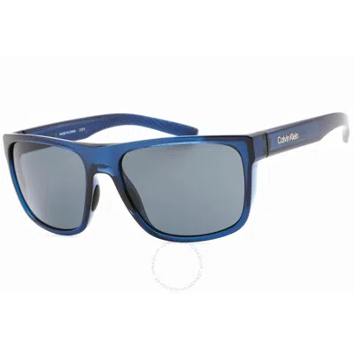 Calvin Klein Grey Rectangular Men's Sunglasses Ck22556s 406 59 In Blue