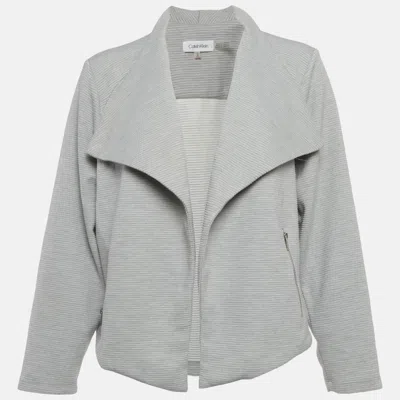 Calvin Klein Grey Ribbed Corduroy Open-front Jacket In Gray