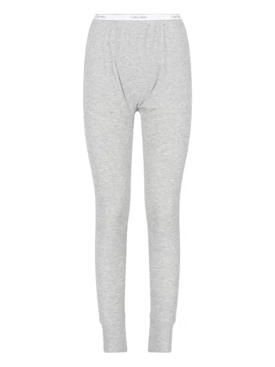Calvin Klein Grey Slim Tapered Elastic Waistband Trousers In White